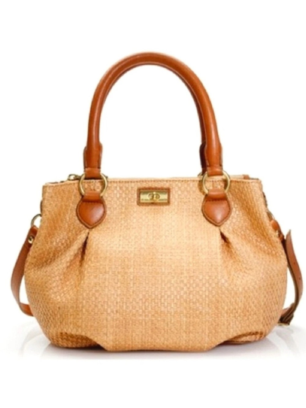 J. Crew Brompton Straw Tan Brown Leather Hobo Bag